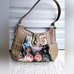 M.C. croc embossed hand painted handbag